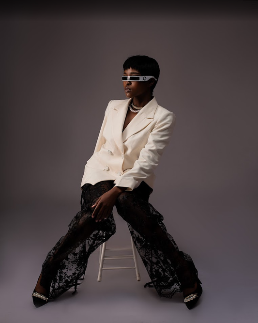 Modern Tailored Blazer and Lace Trouser Set