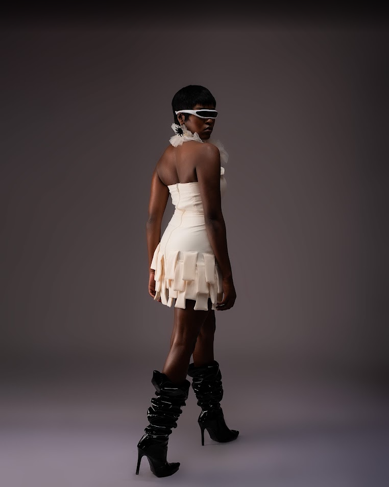 Elegant Gathered White Mini Dress